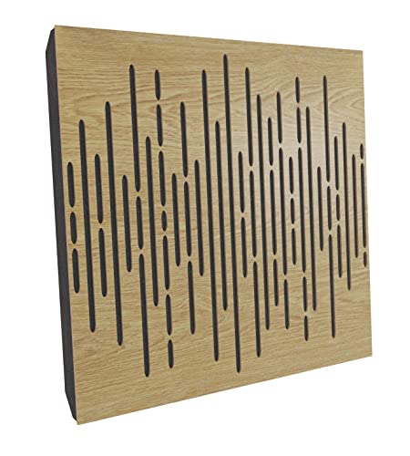 (4 Pack) Sound Absorption-Diffuse Acoustic Panel «Wave» for rec.studio | Wood laminated: (Oak)