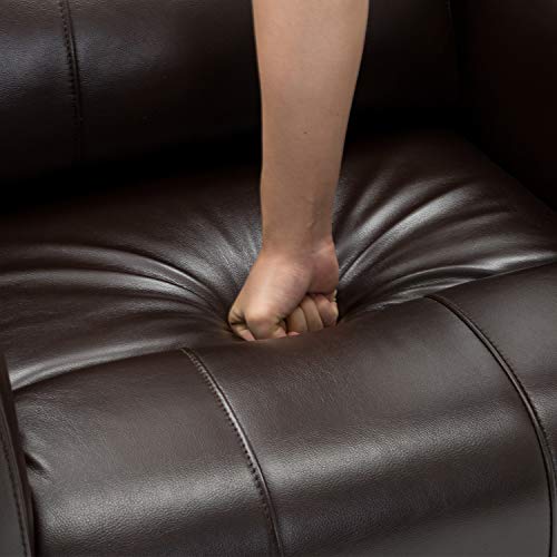 Bonzy Home Power Recliner Chair Air Leather Overstuffed Electric Faux Leather Recliner with USB Charge Port Dark Brown