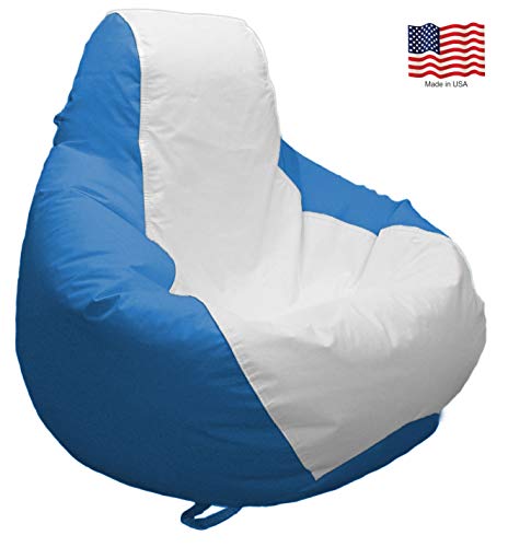 JoyBean Outdoor Bean Bag Chair Water Resistant Marine Vinyl Large, White/Oceanblue