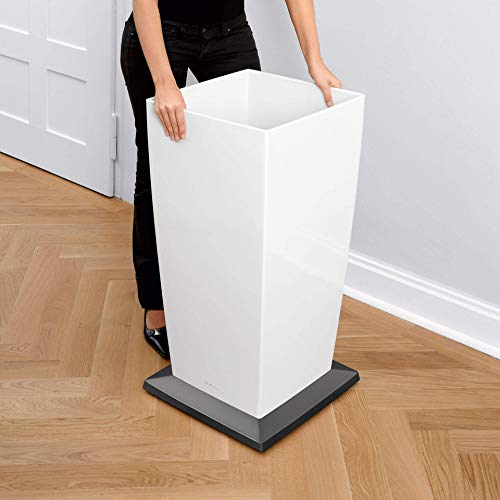 LECHUZA CUBICO 40 Self Watering Planter Garden Flower Plant Pot Indoor/Outdoor Floor Planter with Drainage Hole and Plant Substrate Poly Resin H75 L40 W40 cm Black High-Gloss