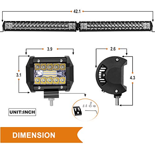 LED Light Bar Kit Rigidhorse 52 Inch 42 Inch 4 Inch 38000LM 6500k IP68 Flood Spot Beam Combo Osram Chip LED Light Bars for Truck ATV SUV