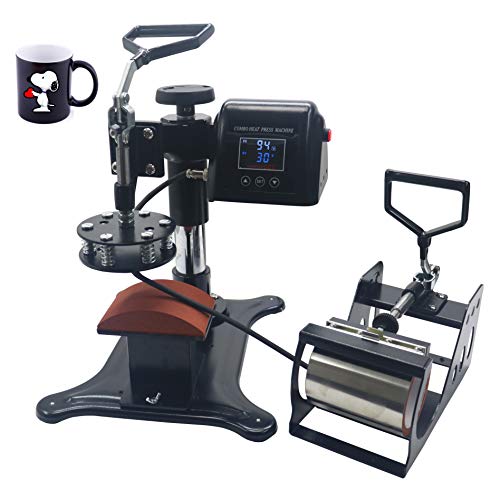 13 x 18 Inch Heat Press Machine 5 in 1 Combo for T-Shirt Hat Cap Mug Plate Color LED Digital Heat Transfer Sublimation Machine New Black