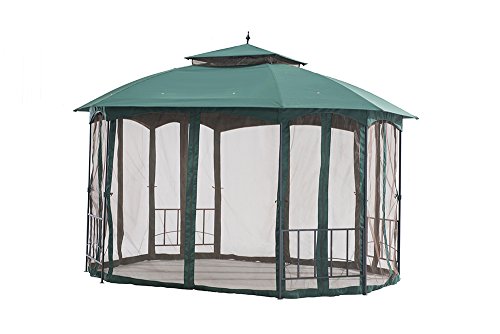 Sunjoy Large Capri Gazebo with Netting, 12' by 10', Gray
