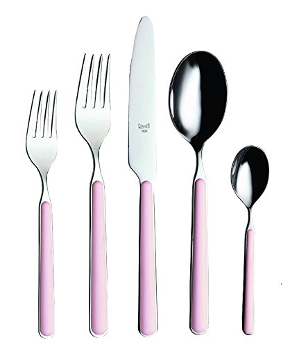 Mepra Fantasia 20-Piece Kitchen Set - Pale Rose Finish Handle Dishwasher Safe Cutlery