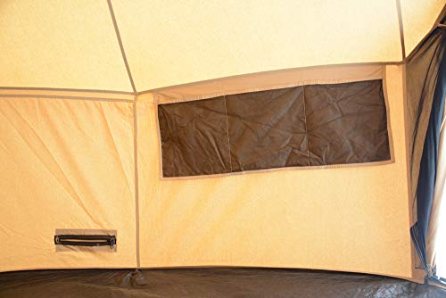 Premium 100% Cotton Canvas Bell Tent, Water Repellent Complete with Steel Center & Door Pole, Roof Vents, Bug mesh Doors & Windows for All Season Camping and Glamping (13ft (4M), Water Repellent)