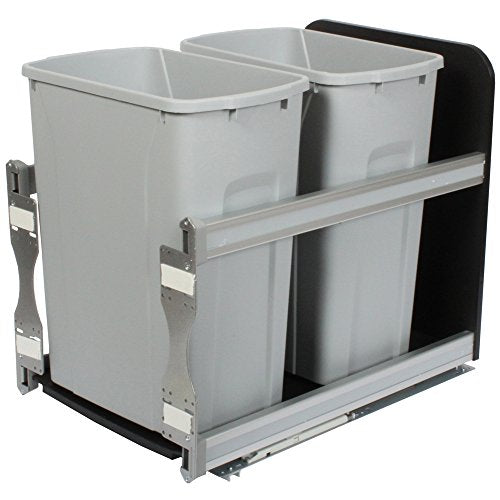 Knape & Vogt USC15-2-35PT In-Cabinet Soft Close Pull Out Trash Can, 19.19 by 14.81 by 22.44-Inch,Platinum