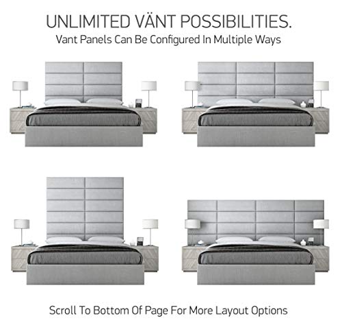 Vänt Upholstered Wall Panels - Queen/Full Size Wall Mounted Headboards - Plush Velvet Black - Pack of 4 Panels (Each Individual Panel 30"x11.5")