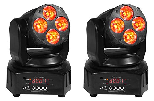 2 Rockville RockOn-7 40w RGBW Moving Head DMX Spot Beam Stage Club Lights+Remote