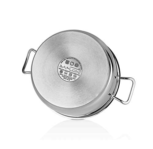 Saflon Stainless Steel Tri-Ply Capsulated Bottom 10 Piece Cookware Set, Induction Ready, Oven and Dishwasher Safe