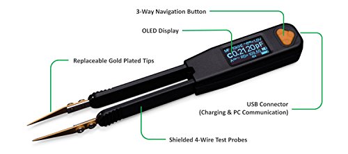 LCR Research Pro1-100KHz LCR Meter with 0.1% Accuracy/ESR Meter/Smart SMD Tweezers/with Spare Test Tips