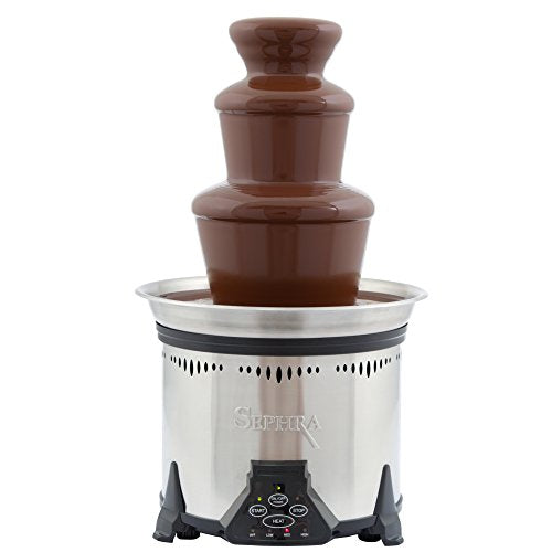 Sephra Chocolate Fountain Fondue Electric Stainless Steel Heated Basin Quickset Tier Assembly 19in 4-6lb Capacity Serves 40-50
