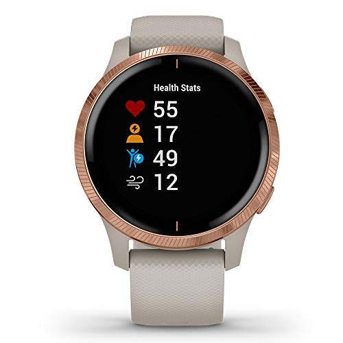 Garmin Venu (Light Sand/Rose Gold) Power Bundle - Fitness GPS Smartwatch