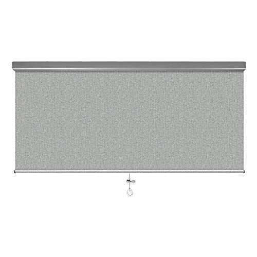 Springblinds 100% Blackout Roller Shade, 74" Wx72 H Mist Grey, Slow Rise Spring Cordless System Child Safety Polyester Blind, Custom Size, Aluminum Valance Shades Made in USA