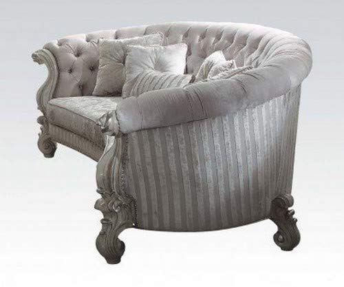 ACME Versailles Ivory Velvet Sofa with 5 Pillows
