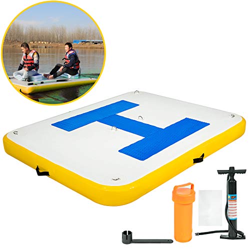 Happybuy Inflatable Floating Dock 10’x 8’x 6 inches, Thick Inflatable Dock Platform 4-6 People, Floating Platform for Pool Beach Ocean