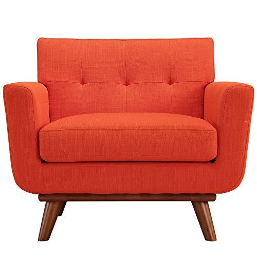 Modway Engage Mid-Century Modern Upholstered Fabric Accent Arm Lounge Chair in Atomic Red