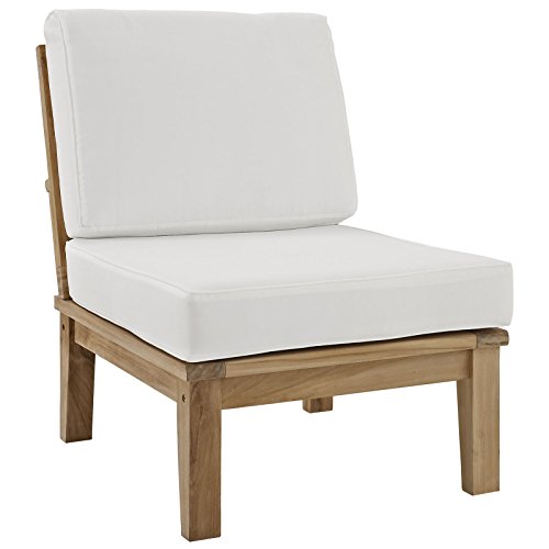 Modway EEI-1477-NAT-WHI-SET Marina Premium Grade A Teak Wood Outdoor Patio Furniture Set, 5 Piece, Natural White