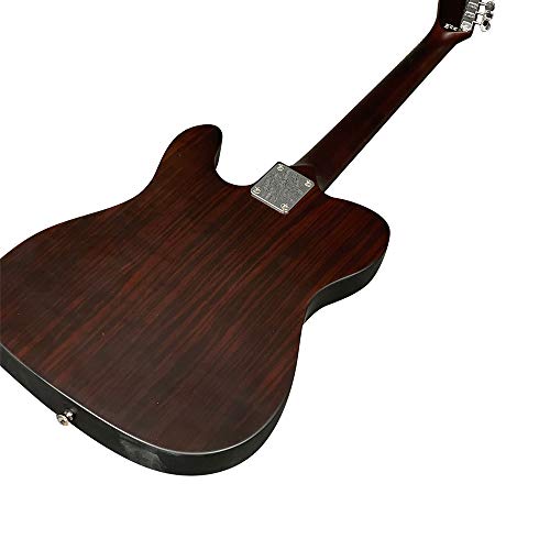 ZUWEI Solid Body Electric Guitar 6 Strings - Basswood Body with Rosewood Top Veneer, Canada Maple Neck, with Gig Bag and Cable (Fixed Bridge)
