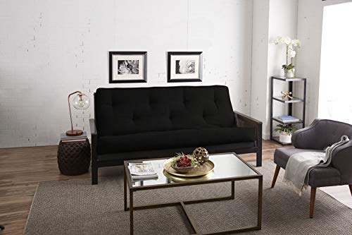 Mozaic Full Size 8-inch Cotton Twill Gel Memory Foam Futon Mattress, Black