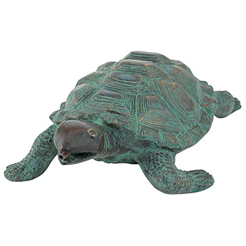 Design Toscano Traipsing Turtle Bronze Garden Statue, two tone bronze & verdigris