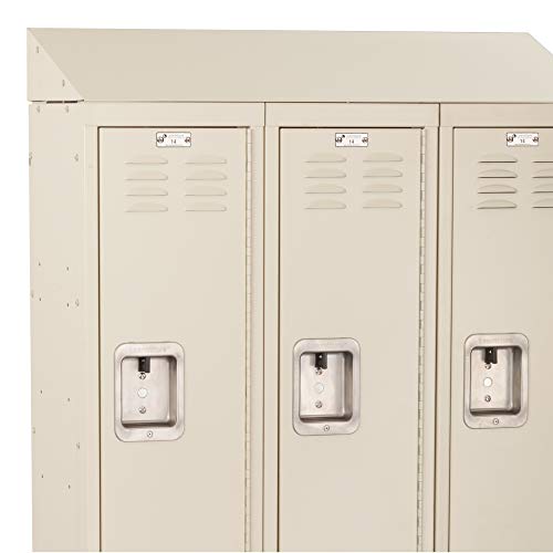 Learniture Deluxe Three-Wide Double-Tier School Lockers, 12" W x 12" D, Ready to Assemble, Tan, LNT-NOR1002P-SO
