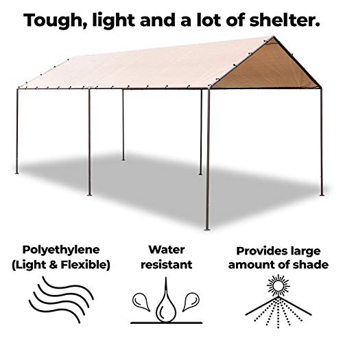 Abba Patio 10 x 20-Feet Light Portable Canopy with 6 Steel Legs, Beige & Brown