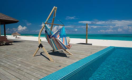 LA SIESTA Domingo Dolphin - Weather-Resistant Outdoor Kingsize Hammock Chair with FSC Certified Spruce Stand