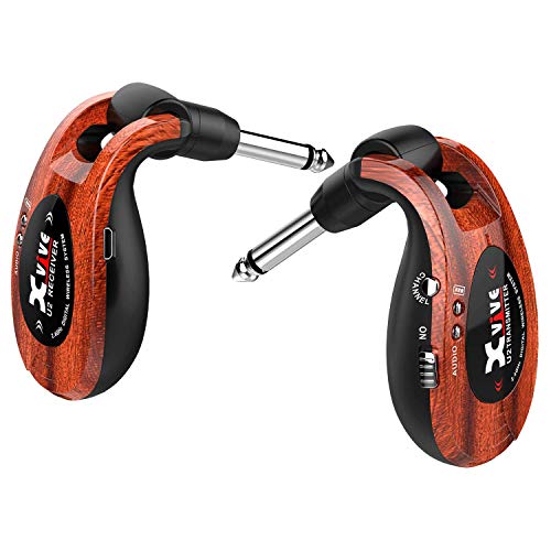 Blucoil Wireless Guitar System Rechargeable 2.4GHz Digital Transmitter & Receiver W/ USB Wall Adapter 2 Pedal Patch Cables & 4 Celluloid Picks