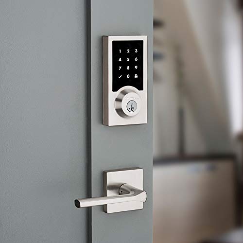 Kwikset 99190-003 Contemporary Premis Touchscreen Keyless Entry Smart Deadbolt Door Lock Works with Apple HomeKit Featuring SmartKey Security, Satin Nickel