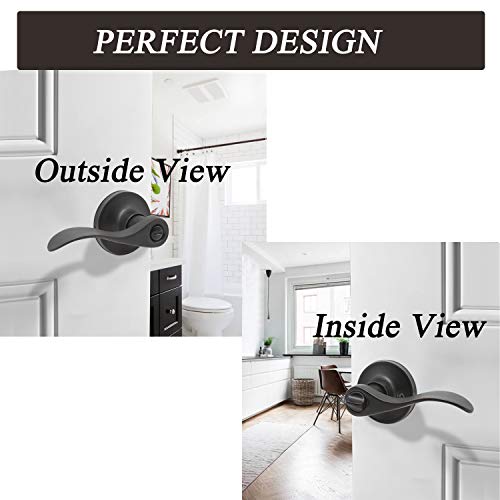 10 Pack Privacy Bathroom Door Lock Lever Keyless No Keys Door Lockset;Right/Left Handed Reversible;Oil Rubbed Bronze Door Levers Hardware