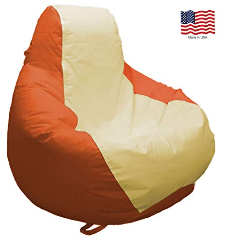 JoyBean Outdoor Bean Bag Chair - Water Resistant Marine Vinyl Ideal for Yacht Boat Pool Patio Garden Marine - Lawn Chair - Patio Furniture - for Adults Teens Kids (Large, Ladyyellow/Orange)