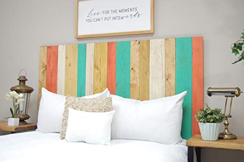 Summer Mix Headboard Twin Size, Hanger Style, Handcrafted. Mounts on Wall. Easy Installation