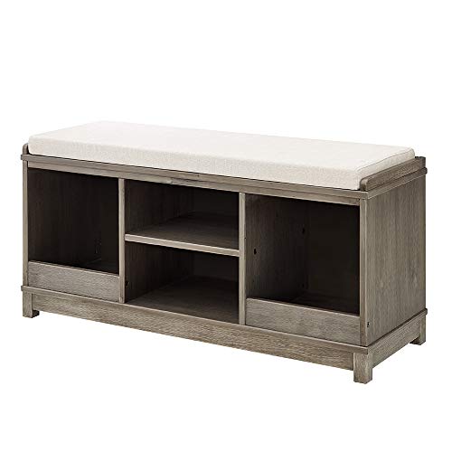 Classic Brands Sam & Jack Kids Solid Wood Bench and 4 Cube Cubby, Weathered Grey