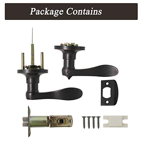 10 Pack Privacy Bathroom Door Lock Lever Keyless No Keys Door Lockset;Right/Left Handed Reversible;Oil Rubbed Bronze Door Levers Hardware
