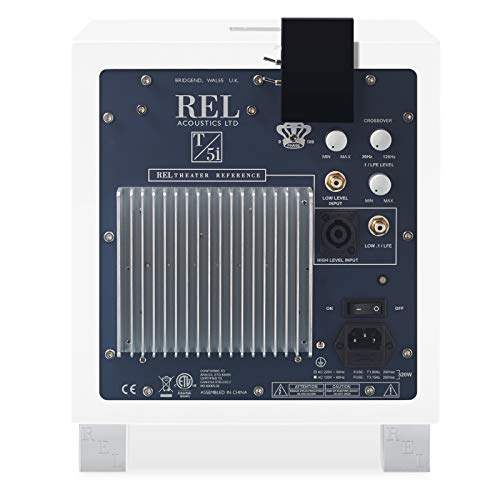 REL Acoustics T/5i Subwoofer, 8 inch Down-Firing Driver, Arrow Wireless Port, High Gloss White