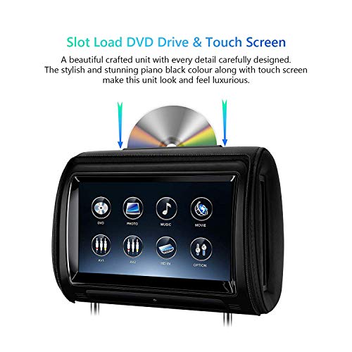 XTRONS 2 x 9in Pair Car Headrest DVD Player HD Digital Adjustable Touch Screen 1080P Video Auto Games HDMI New Version IR Headphones