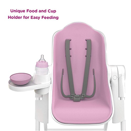 Oribel Cocoon 3-Stage Easy Clean, Contemporary High Chair (Pink)