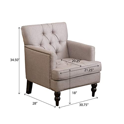 Christopher Knight Home Malone Fabric Tufted Club Chair, Pewter