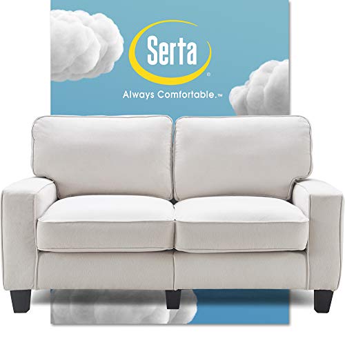 Serta Palisades Upholstered Sofas for Living Room Modern Design Couch, Straight Arms, Soft Fabric Upholstery, Tool-Free Assembly, 61" Loveseat, Cream