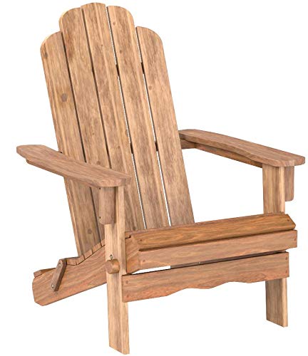 Walker Edison Furniture Company AZWACBR Outdoor Patio Wood Adirondack Foldable Chair All Weather Backyard Conversation Garden Poolside Balcony, Set of 1, Brown
