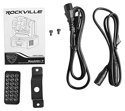 4 Rockville RockOn-7 40w RGBW Moving Head DMX Spot Beam Stage Club Lights+Remote