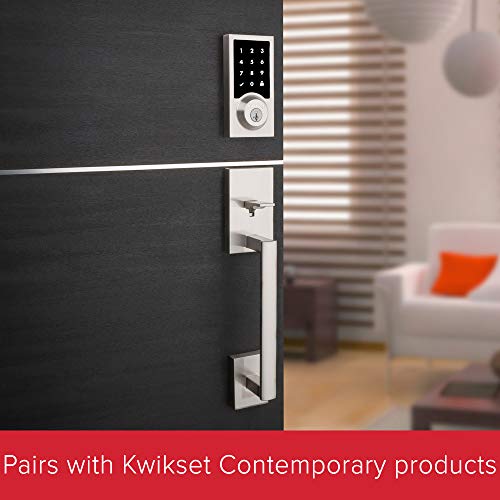 Kwikset 99190-003 Contemporary Premis Touchscreen Keyless Entry Smart Deadbolt Door Lock Works with Apple HomeKit Featuring SmartKey Security, Satin Nickel