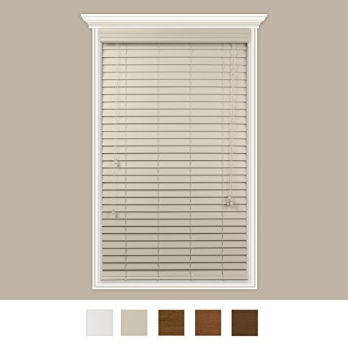 Luxr Blinds Custom Made Real Wood Horizontal Window Blinds w/ Easy Inside Mount 43"x84" 2" Wooden Slats Butter Cream