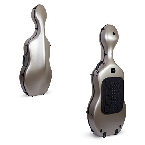 Crossrock Poly Carbon Composite Cello Case, for 4/4 Size Cello with backpack and wheels in Champagne(CRF1000CEFCHHT)