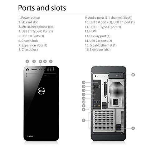 Dell XPS 8930 Tower Desktop Core i7-8700 64GB DDR4 Memory, 256GB SSD DVD Burner Windows 10 Pro Black