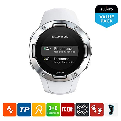 Suunto 5, Lightweight and Compact GPS Sports Watch with 24/7, Activity Tracking and Wrist-Based Heart Rate - White