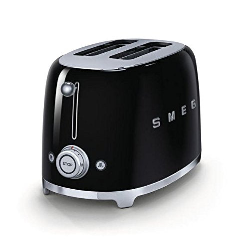 Smeg TSF01BLUS 50's Retro Style Aesthetic 2 Slice Toaster, Black