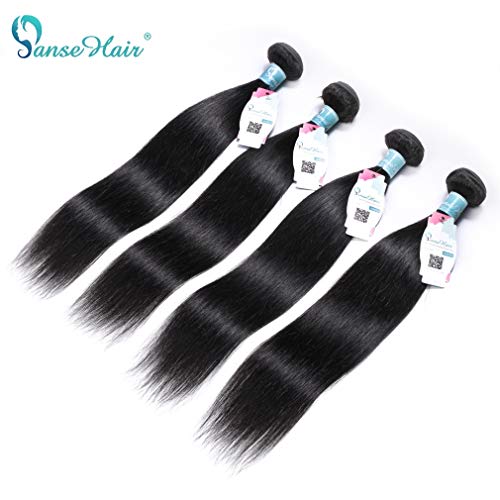 10a Grade Panse Hair Peruvian Straight Human Hair 4 Bundles with Three Part 4x4 Swiss Lace Closure 100% Unprocessed Virgin Hair Extensions 1b Black Color for Women (22 22 24 26+18)