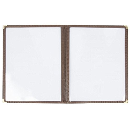 (60 Pack) 4 Page Book Fold Menu Covers, Brown, 8 View, 8.5 x 11-inches Insert Menu Covers with Double Stitched Binding and Protective Corners