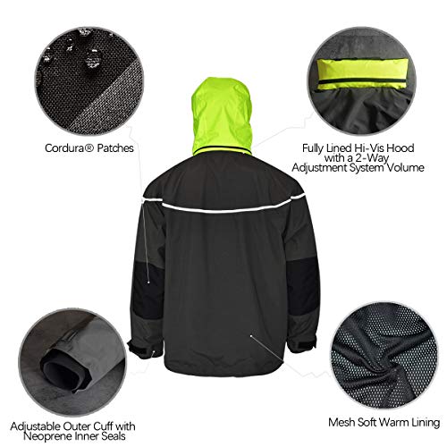 Navis Marine Sailing Jacket with Bib Pants for Men Women Waterproof Breathable Rain Suit Fishing Foul Weather Gear (Carbon, Medium)